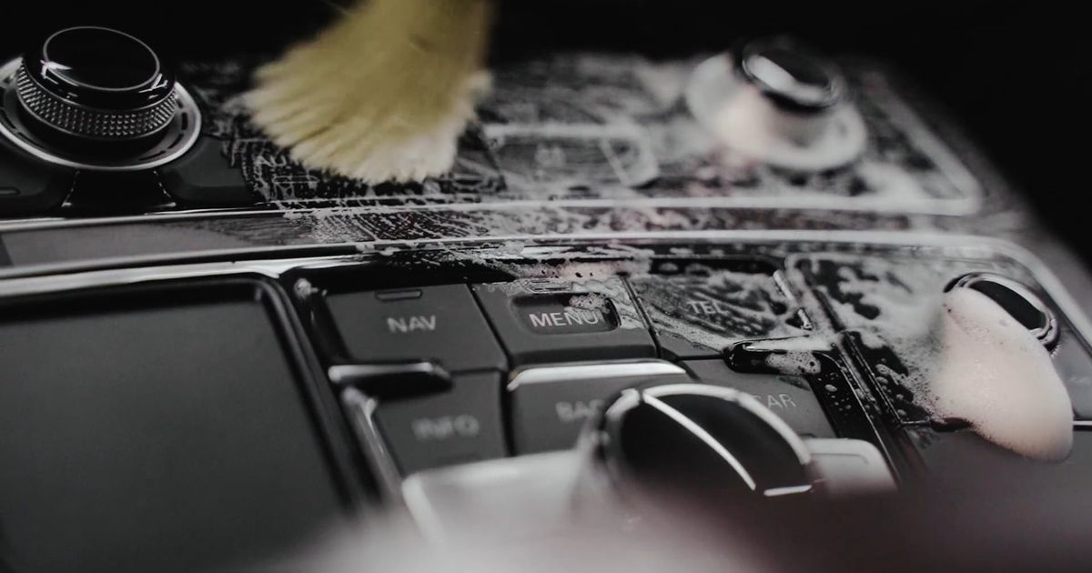 Car interior being detailed, from the Gonzalez Shine website